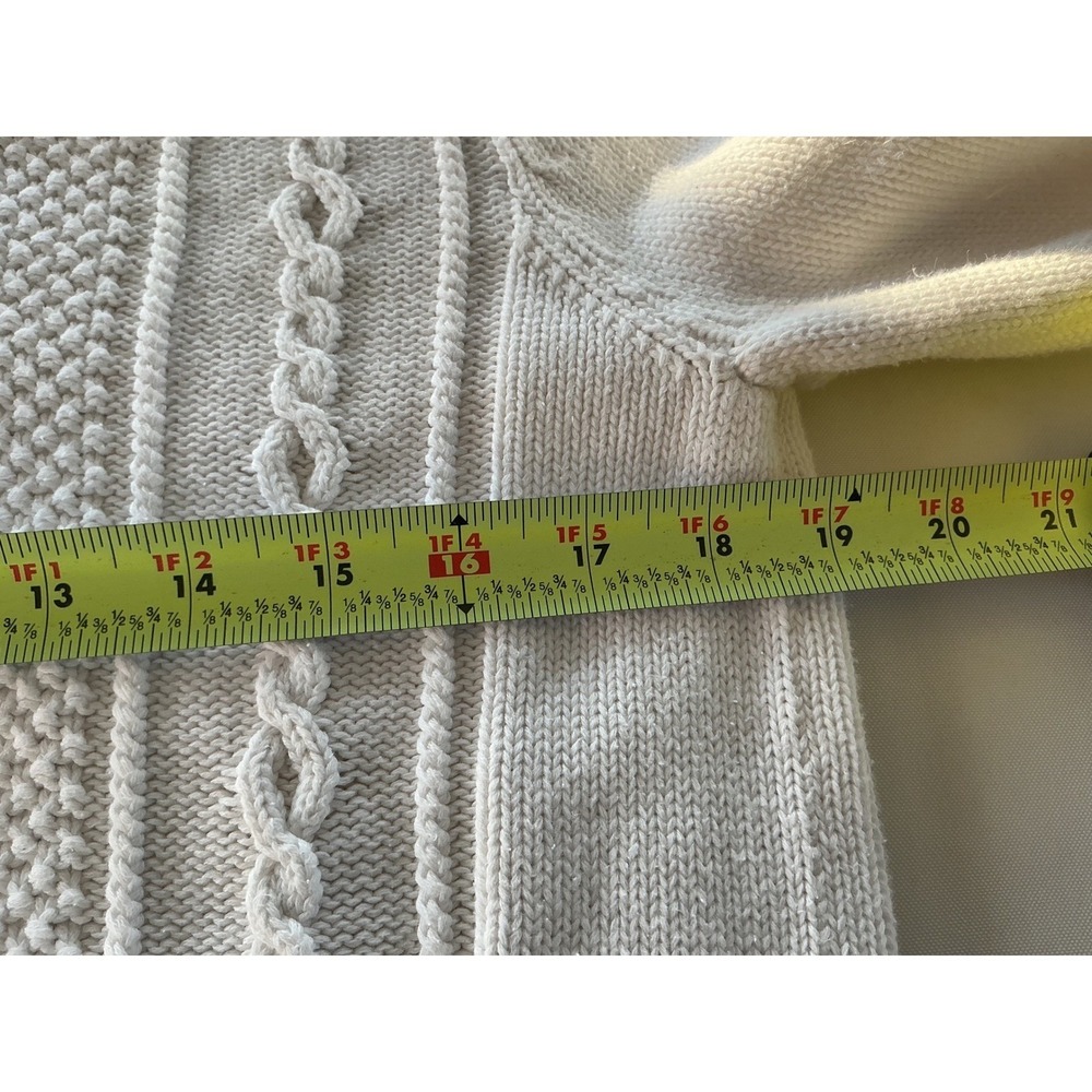 IZOD Ladies White V-Neck Cable‎ Knit Black Stripe M - Picture 4 of 9